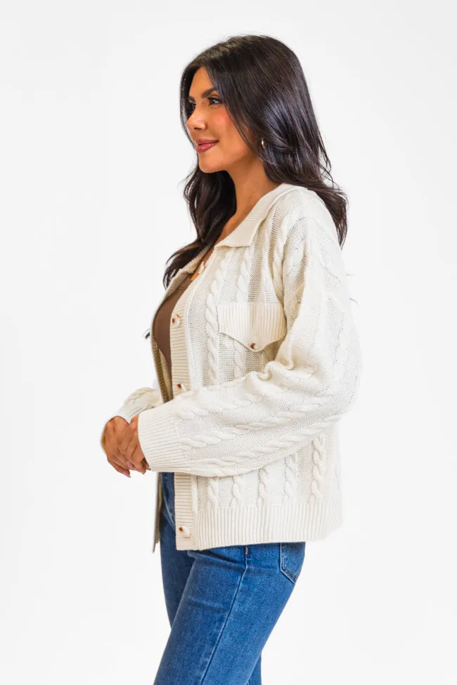 Having A Meltdown Beige Cable Knit Shacket FINAL SALE