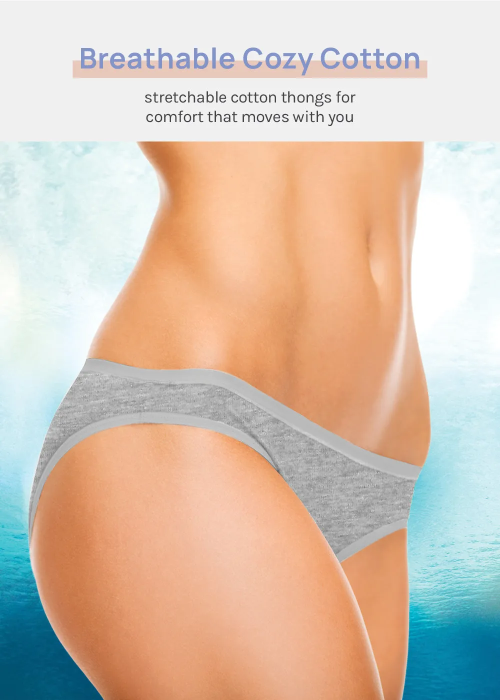 Her. Cotton Stretch Thong - Grey