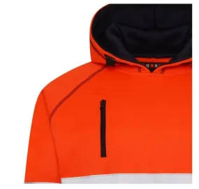 High Vis 3 Pockets 5 thread Pullover Hoodies - Orange/Navy