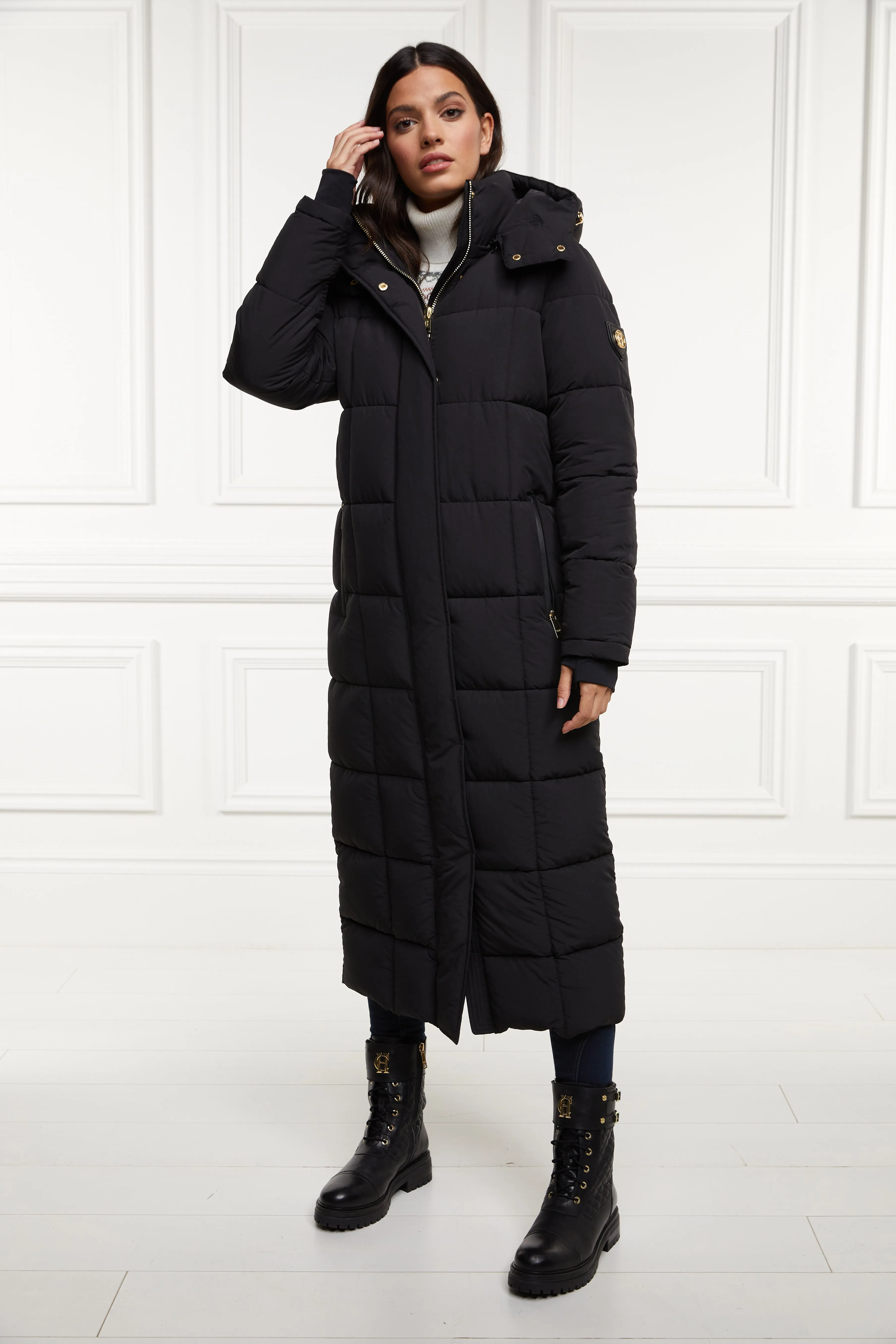 Holland Cooper Carrington Longline Coat in Black