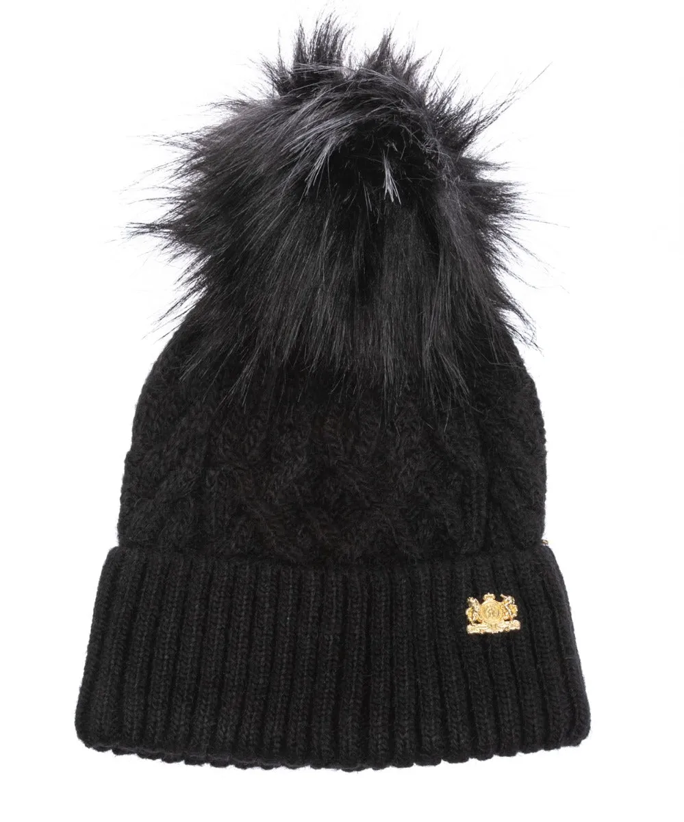 Holland Cooper Windsor Ladies Bobble Hat in Black