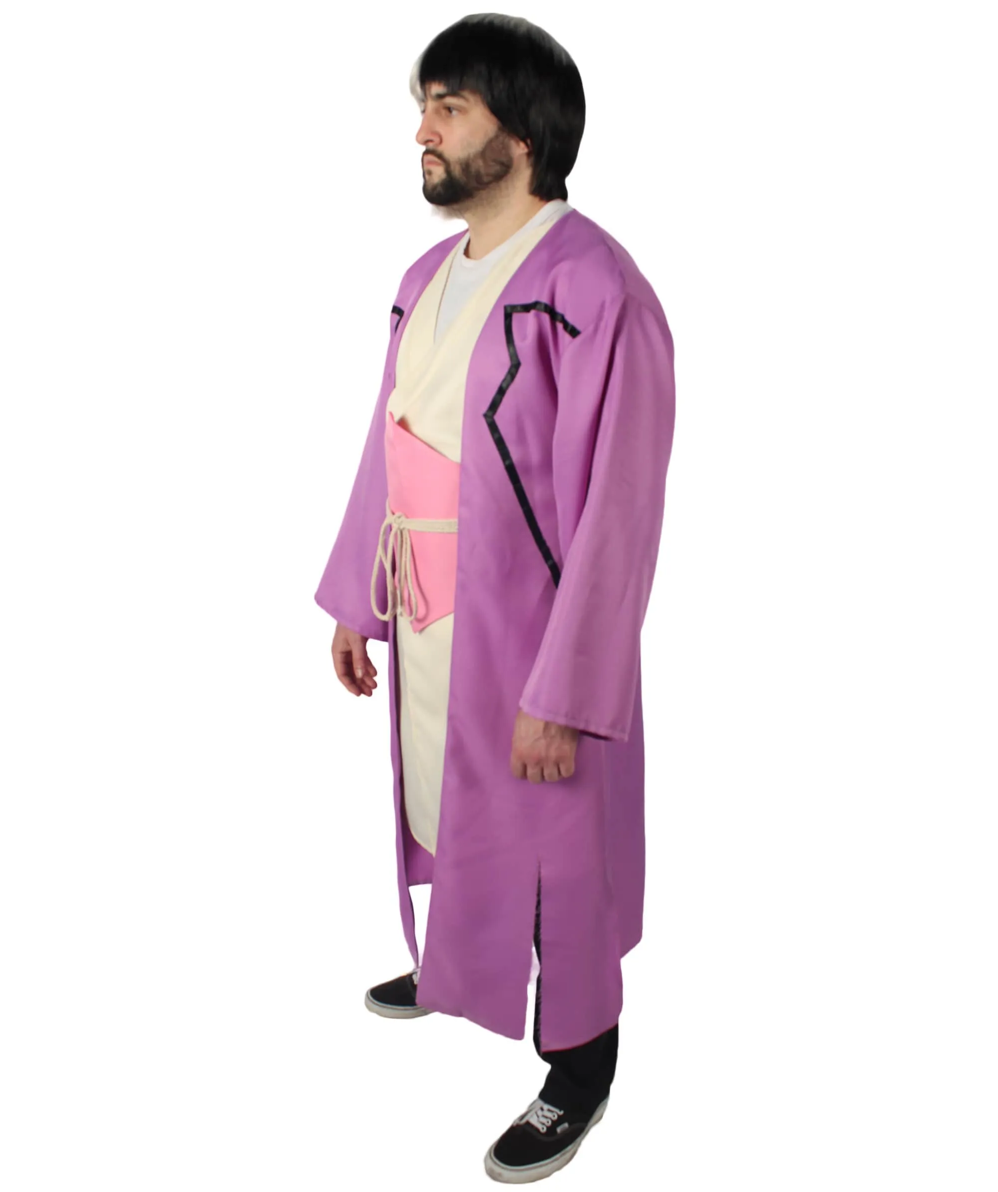 HPO Adult Men's Anime Stone Purple Yukata Overcoat Bundle