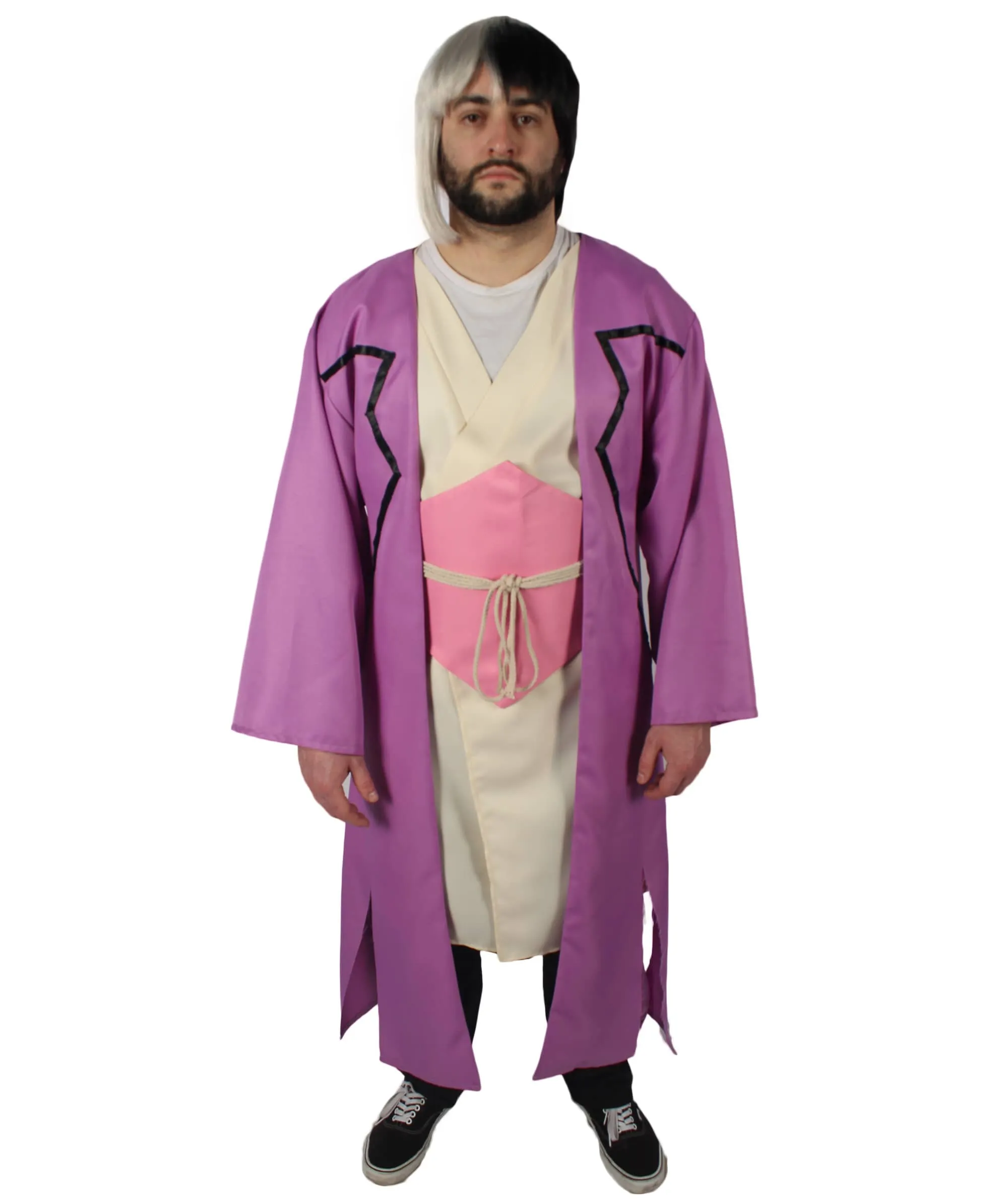 HPO Adult Men's Anime Stone Purple Yukata Overcoat Bundle