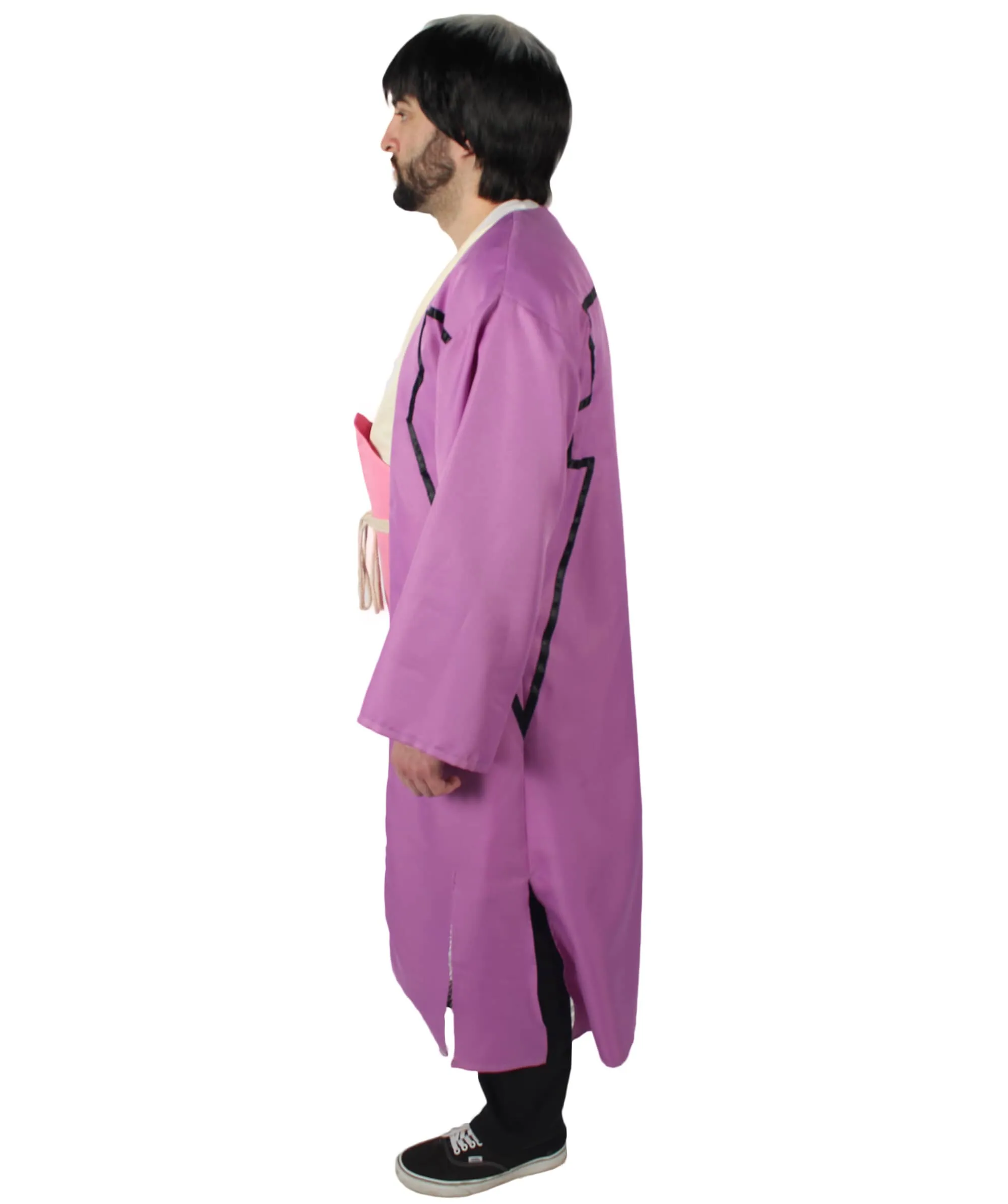 HPO Adult Men's Anime Stone Purple Yukata Overcoat Bundle