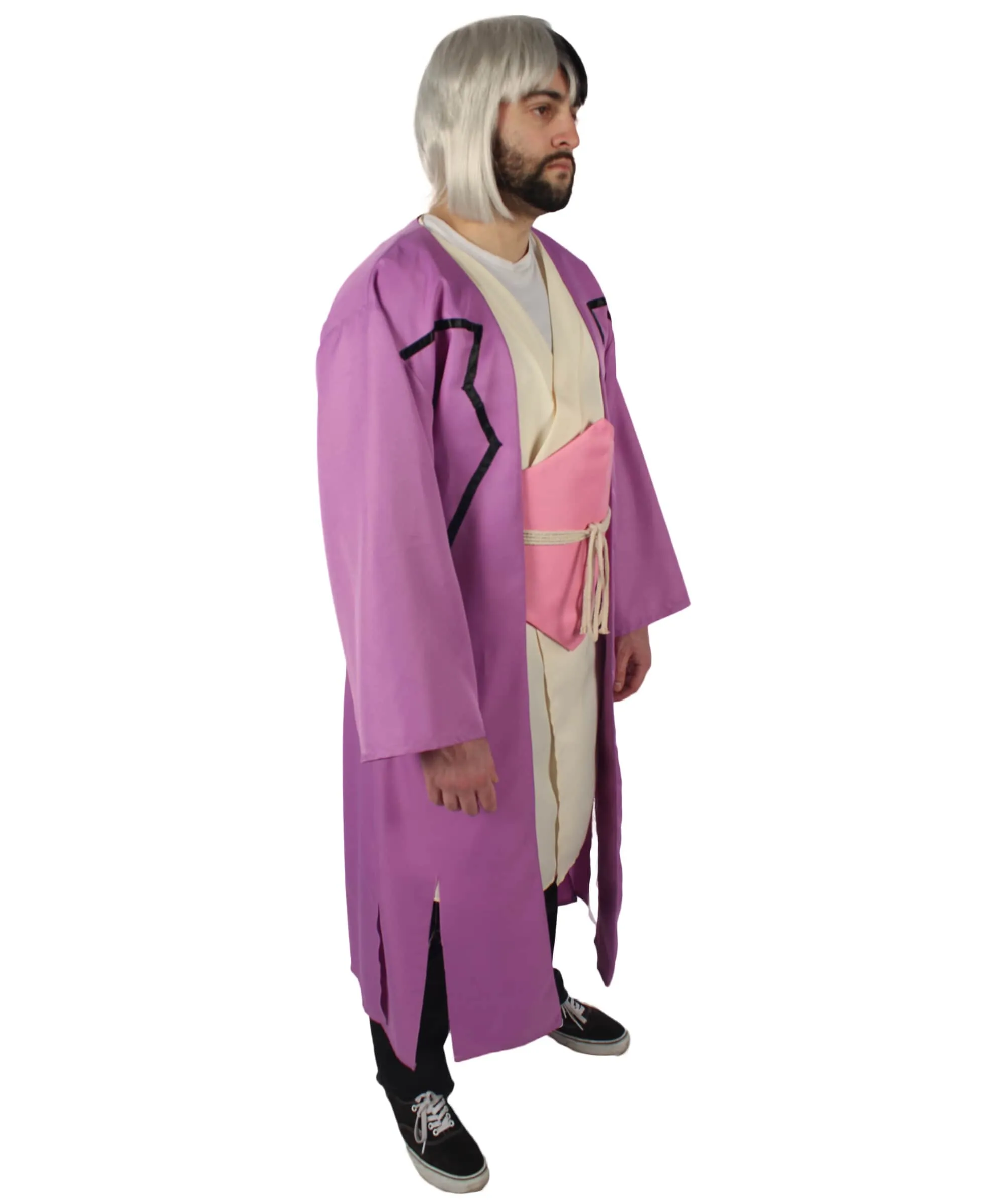 HPO Adult Men's Anime Stone Purple Yukata Overcoat Bundle