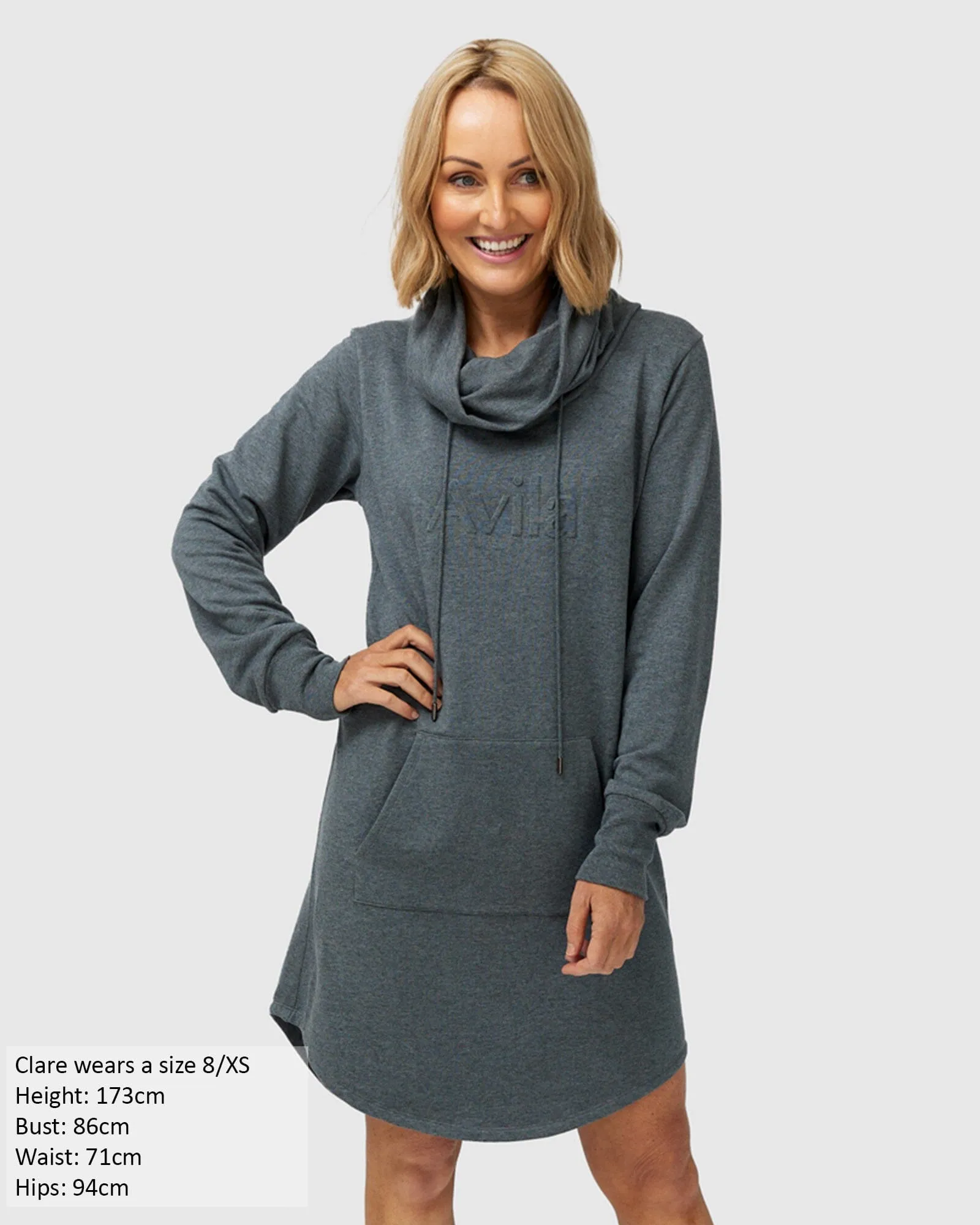 Isla cowl neck dress - charcoal grey