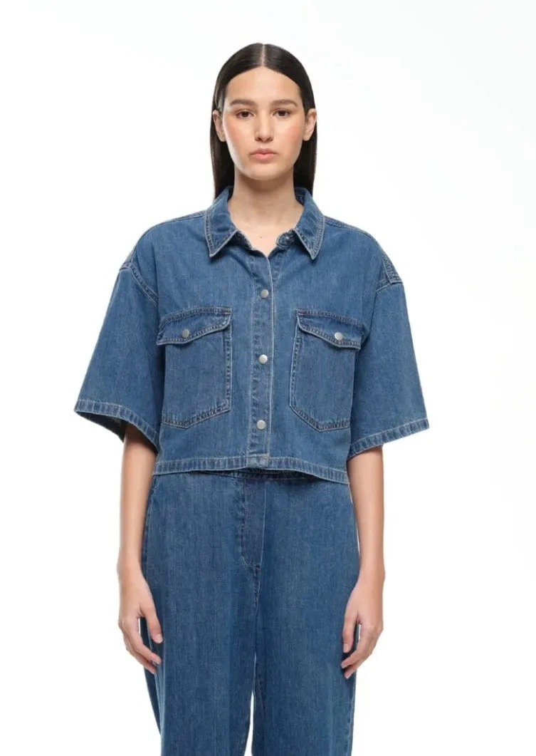 Jac   Mooki Lola Shirt Mid Indigo