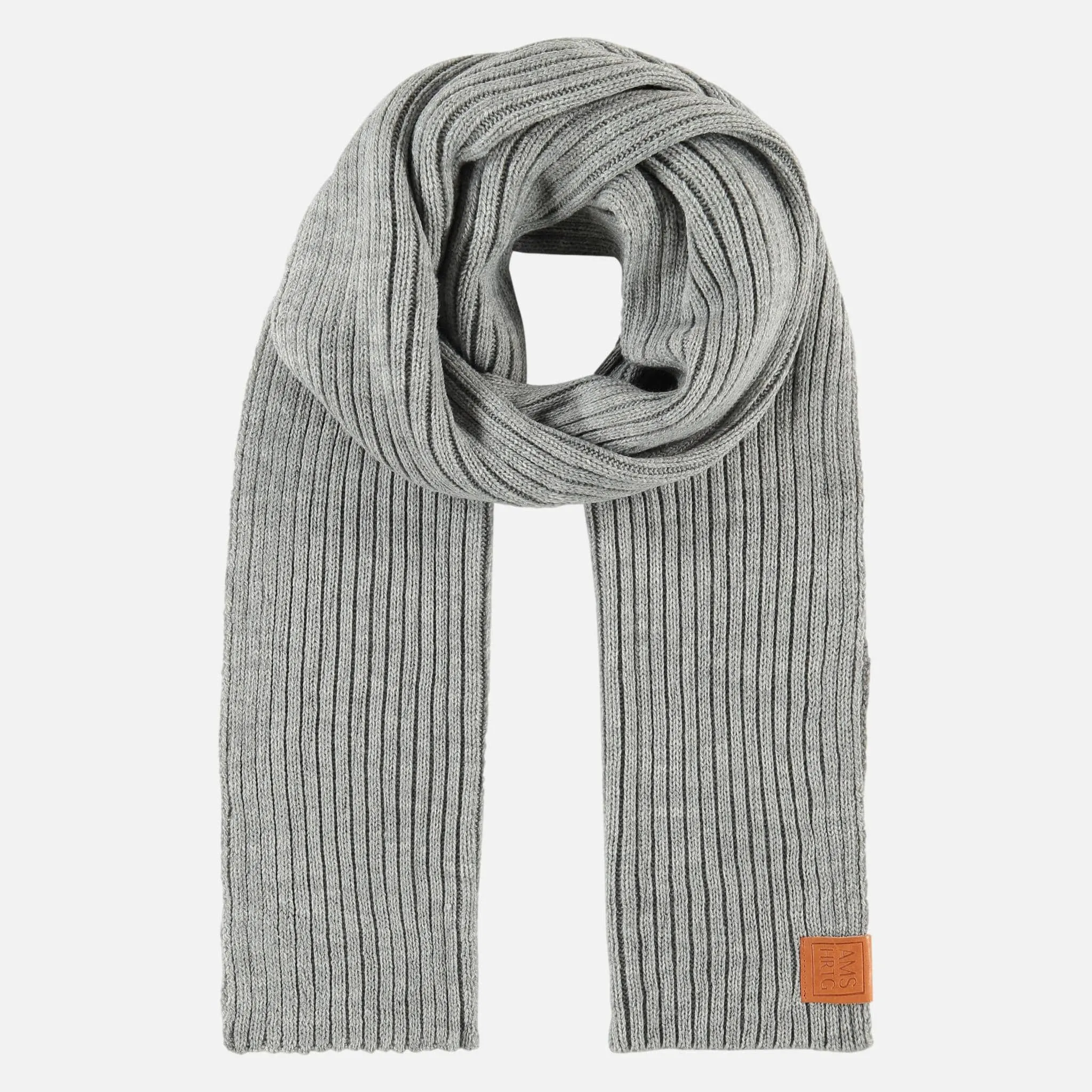 Jelle | Soft Knit Ribbed Scarf With Leather Accent