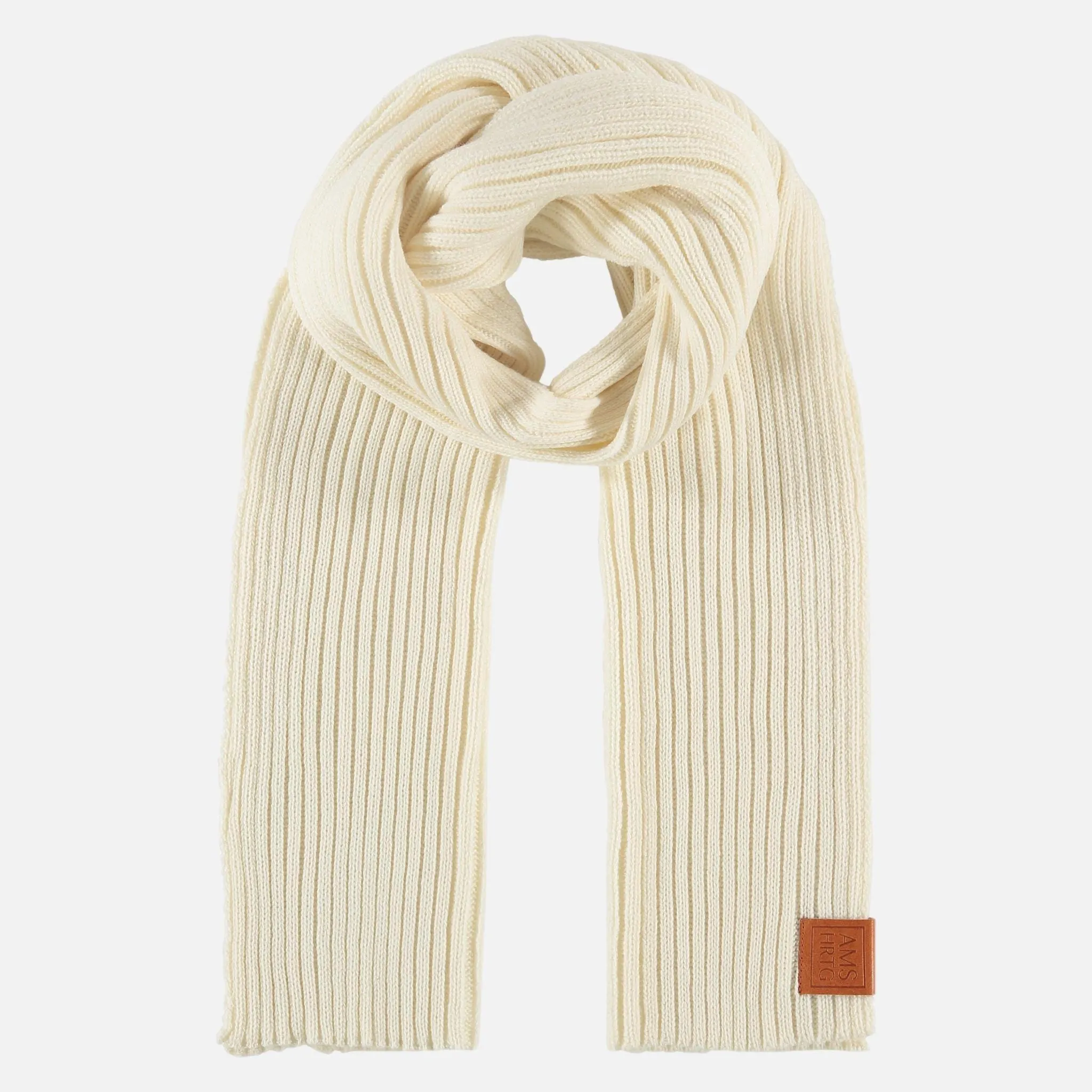 Jelle | Soft Knit Ribbed Scarf With Leather Accent