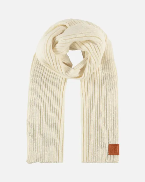 Jelle | Soft Knit Ribbed Scarf With Leather Accent