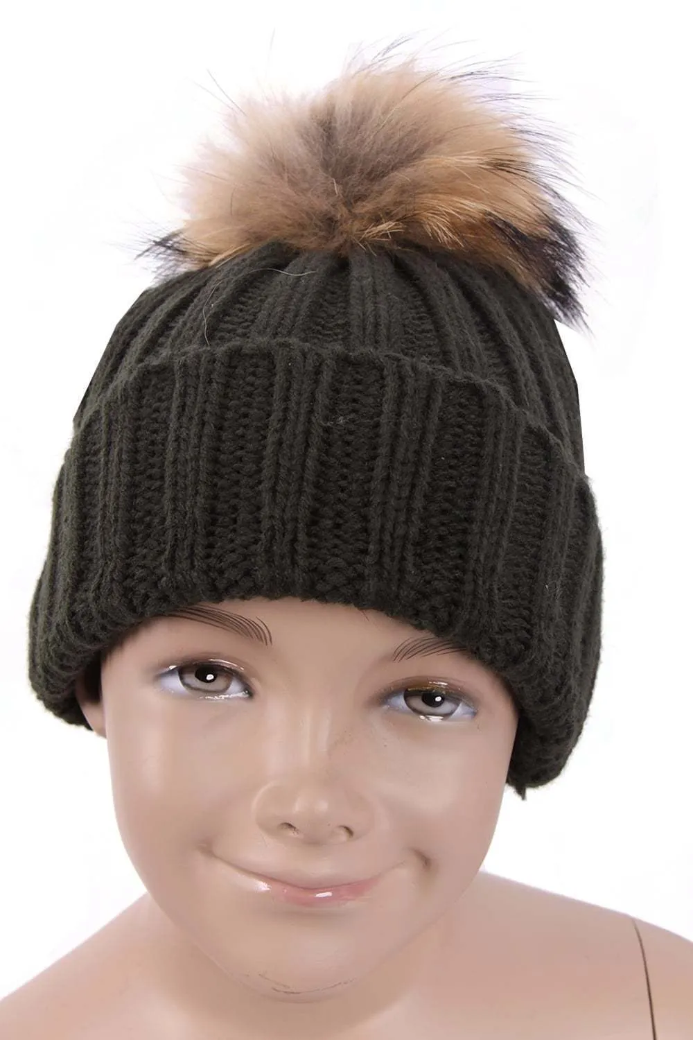 KID Detachable Fur Bobble Pom Pom Hat