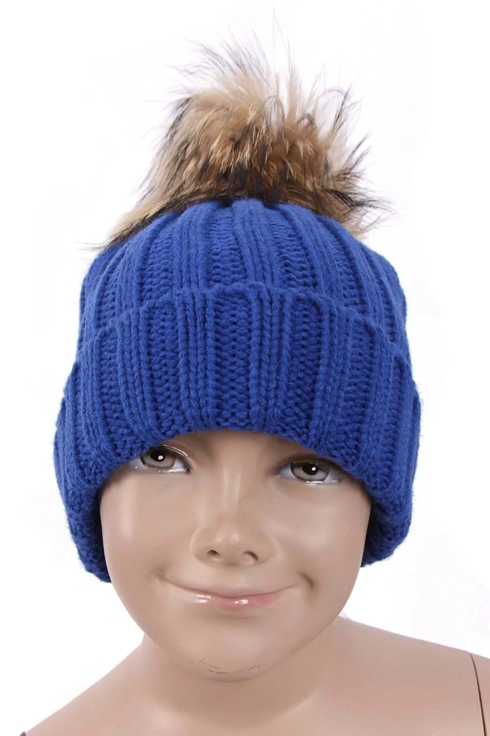 KID Detachable Fur Bobble Pom Pom Hat