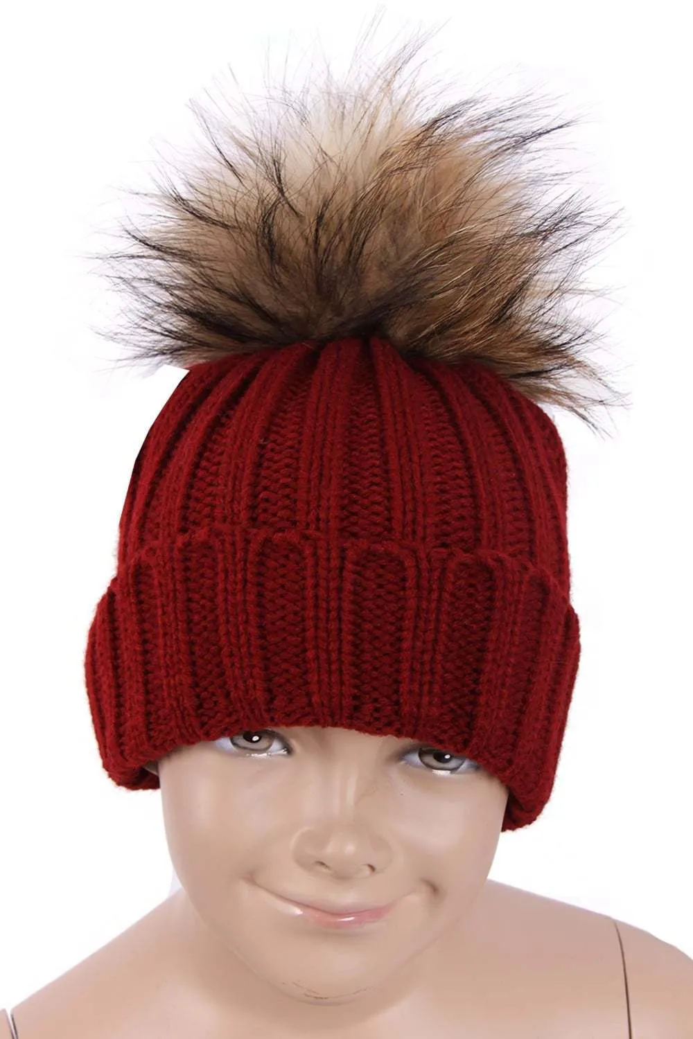 KID Detachable Fur Bobble Pom Pom Hat