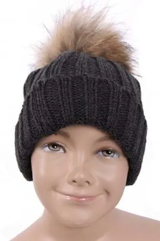 KID Detachable Fur Bobble Pom Pom Hat