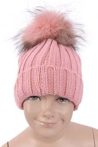 KID Detachable Fur Bobble Pom Pom Hat