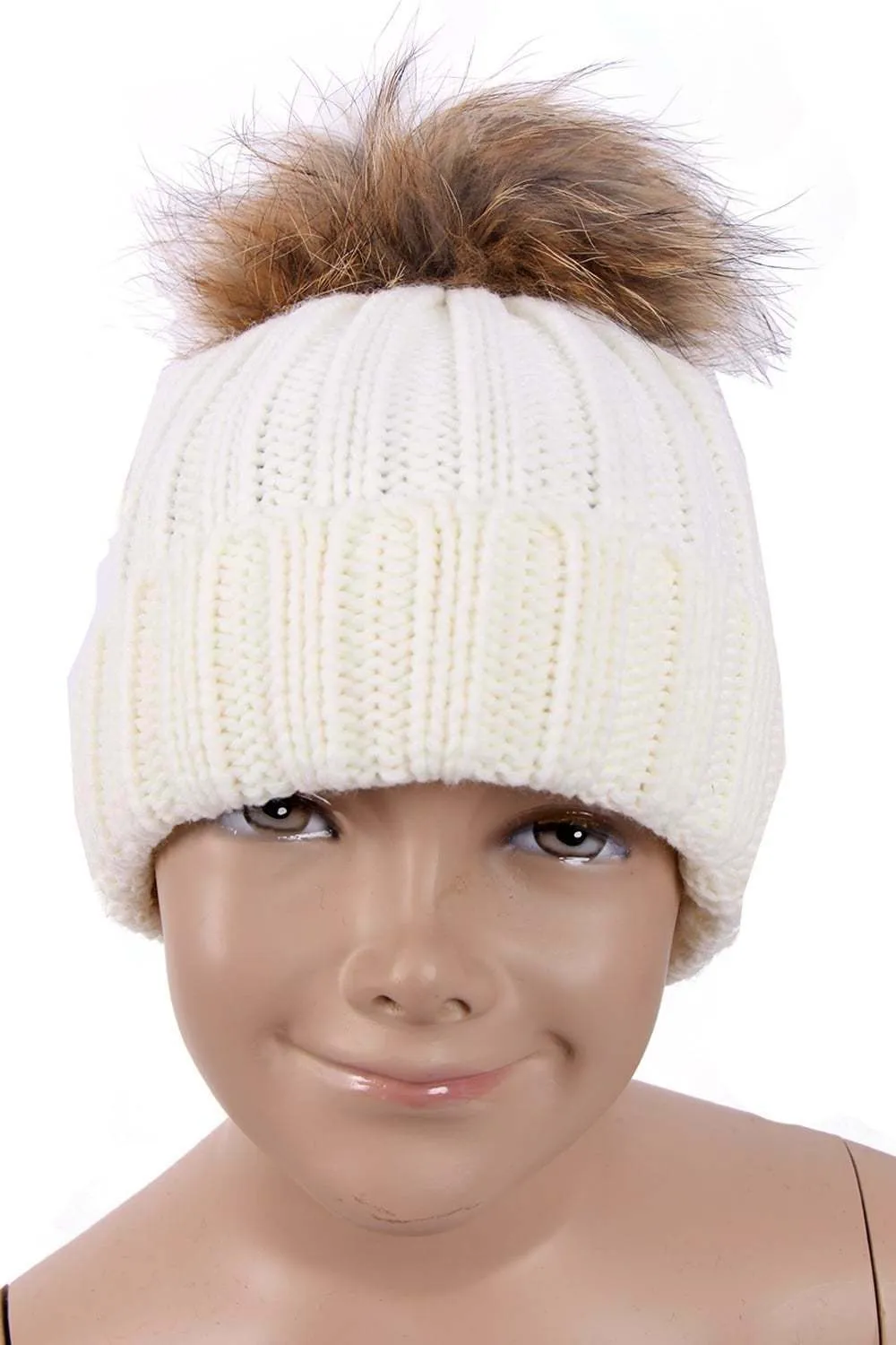 KID Detachable Fur Bobble Pom Pom Hat