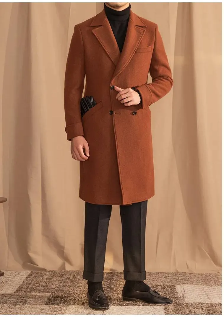 Kingsman Tan Double Breasted OverCoat by Italian Vega® (Latest Edition)