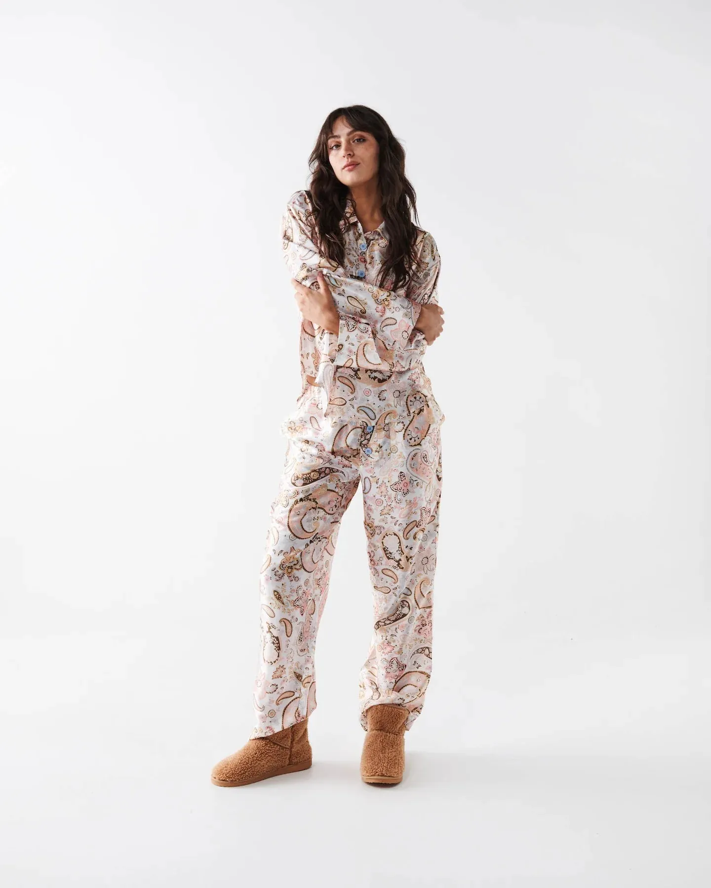 Kip & Co Paisley Paradise Satin Long Sleeve Shirt & Pant Pyjama Set