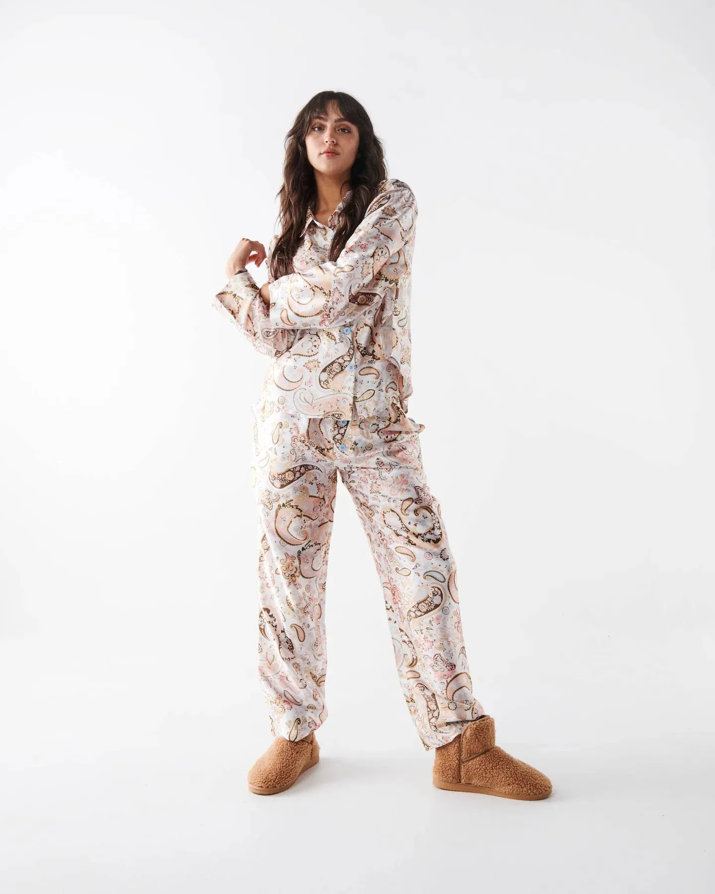 Kip & Co Paisley Paradise Satin Long Sleeve Shirt & Pant Pyjama Set