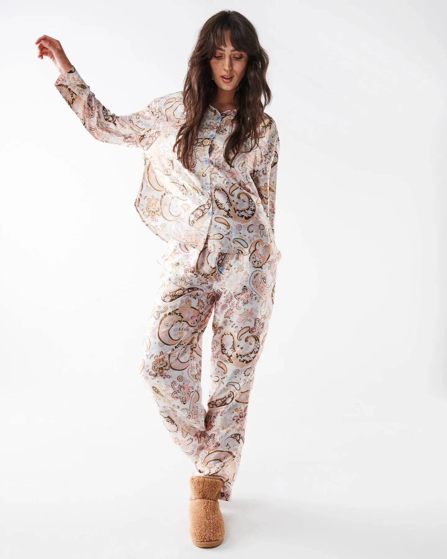 Kip & Co Paisley Paradise Satin Long Sleeve Shirt & Pant Pyjama Set