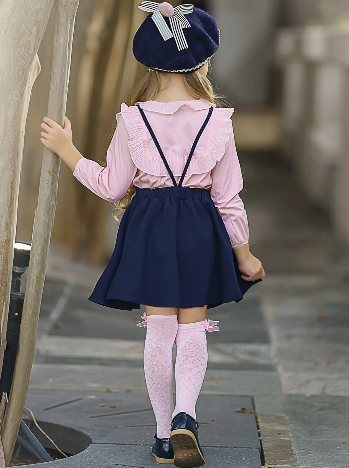 Little Miss Elegant Blouse And Overall Dress Set