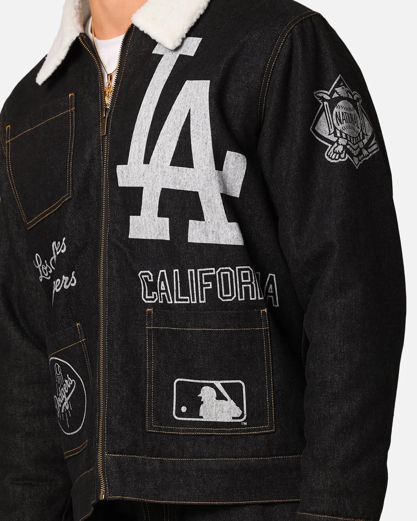 Majestic Athletic Los Angeles Dodgers Etched Denim Shacket Washed Black Denim