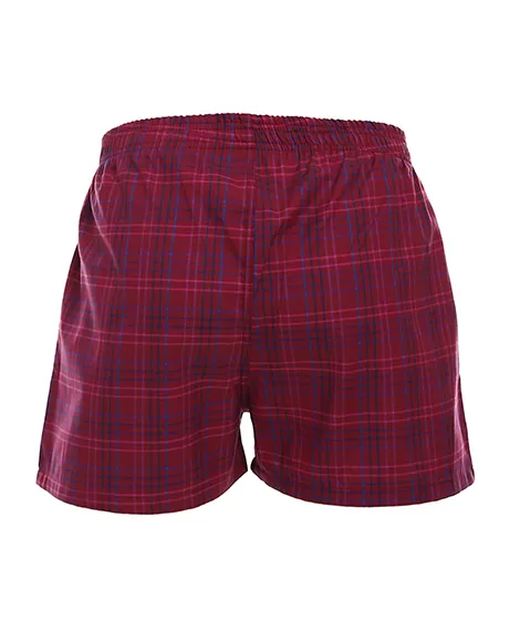 Men's Cotton Plaid Boxer Stylish Comfy - Burgundy