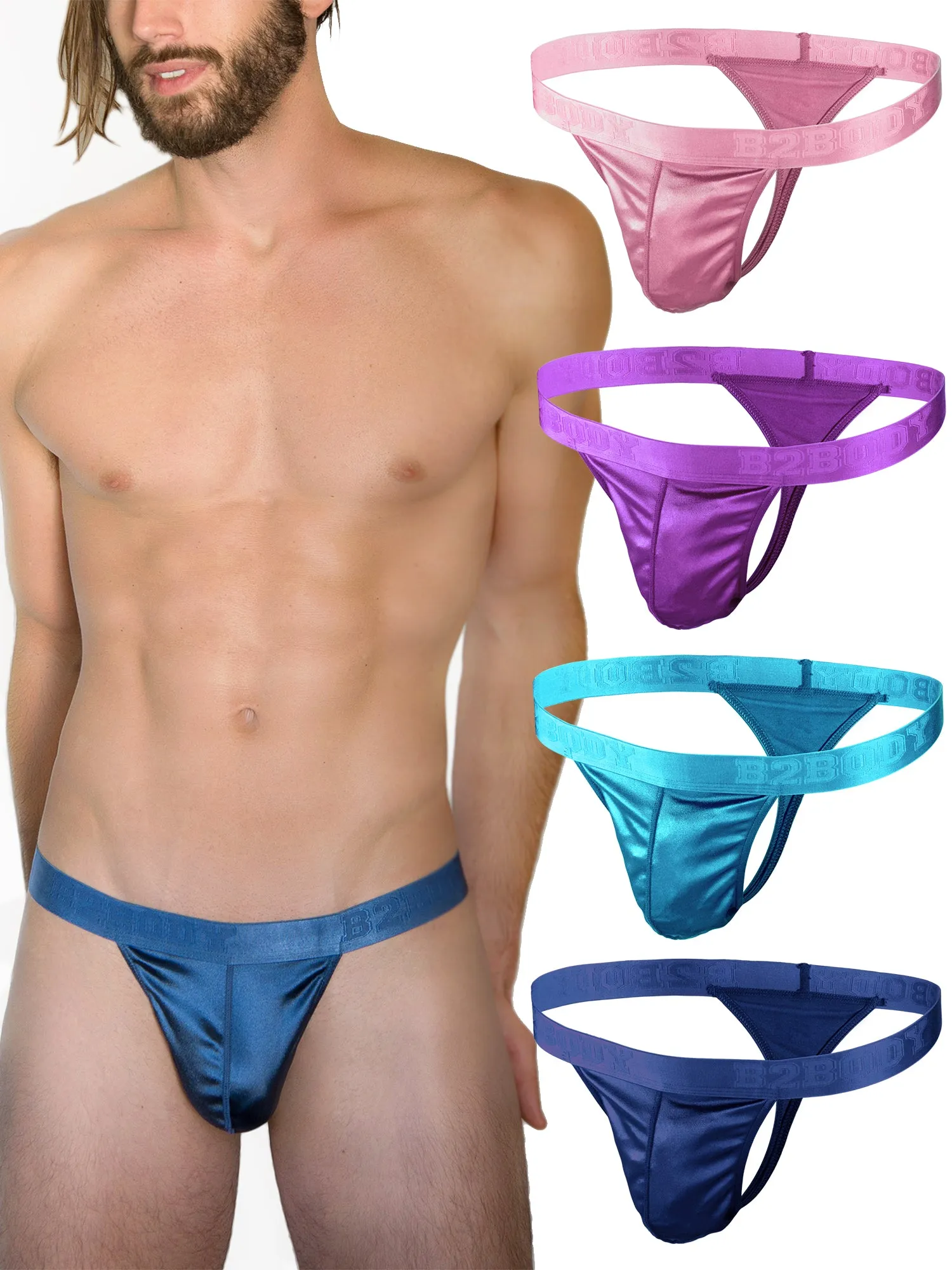 Mens Silky Sexy Satin Sport Thongs Small to 3XL Multi-Pack