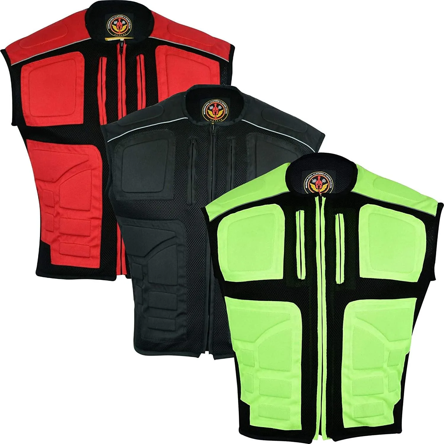 Men's Textile Mesh Motorcycle Hi Vis Vest, Men's Padded Motorbike Vest Waistcoat, Hi Viz Mens Clothes, Reflective Mens Vest