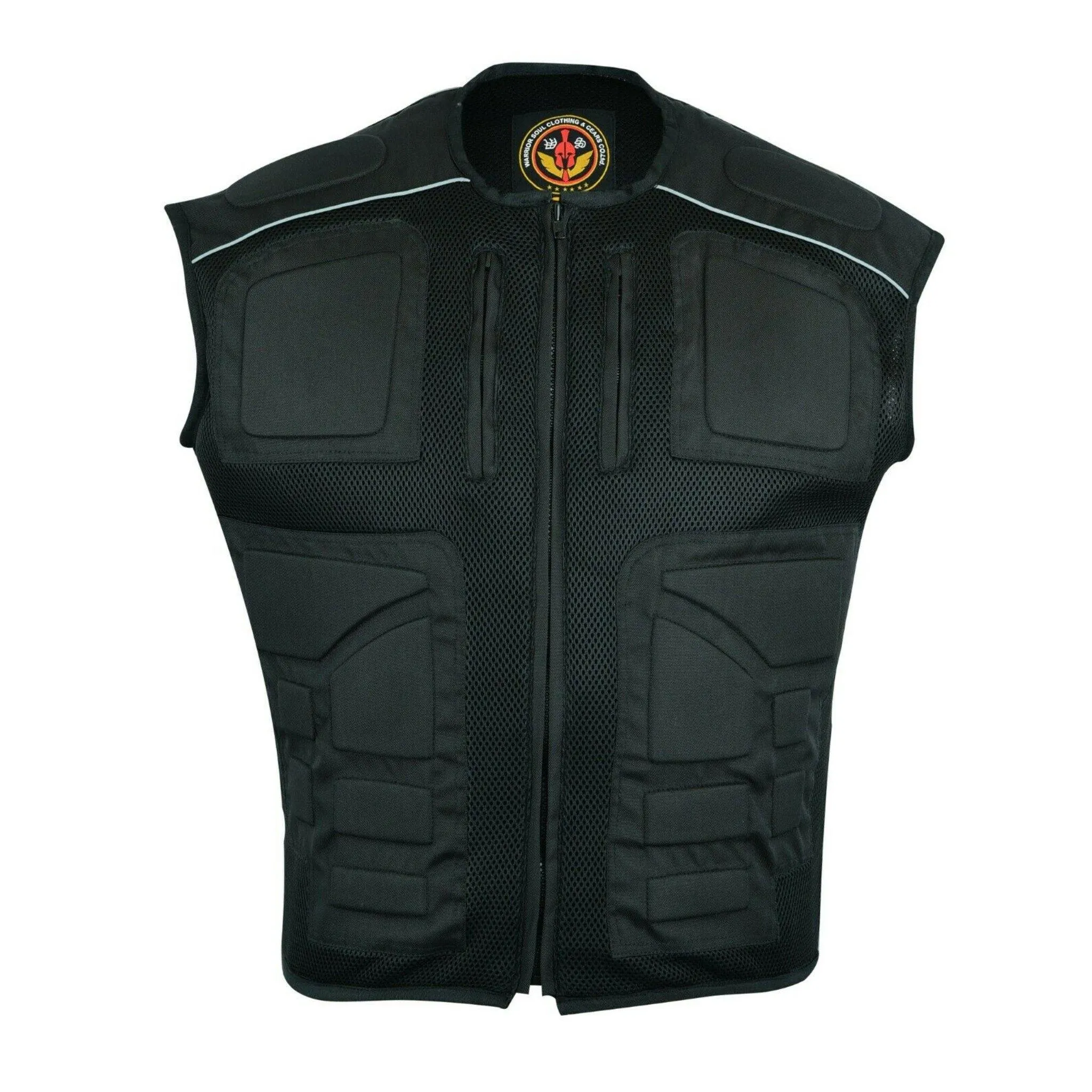 Men's Textile Mesh Motorcycle Hi Vis Vest, Men's Padded Motorbike Vest Waistcoat, Hi Viz Mens Clothes, Reflective Mens Vest