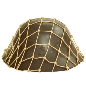 Original Japanese WWII Late War Last Ditch Type 92 Special Naval Landing Forces (SNLF) Combat Helmet with Net and Liner