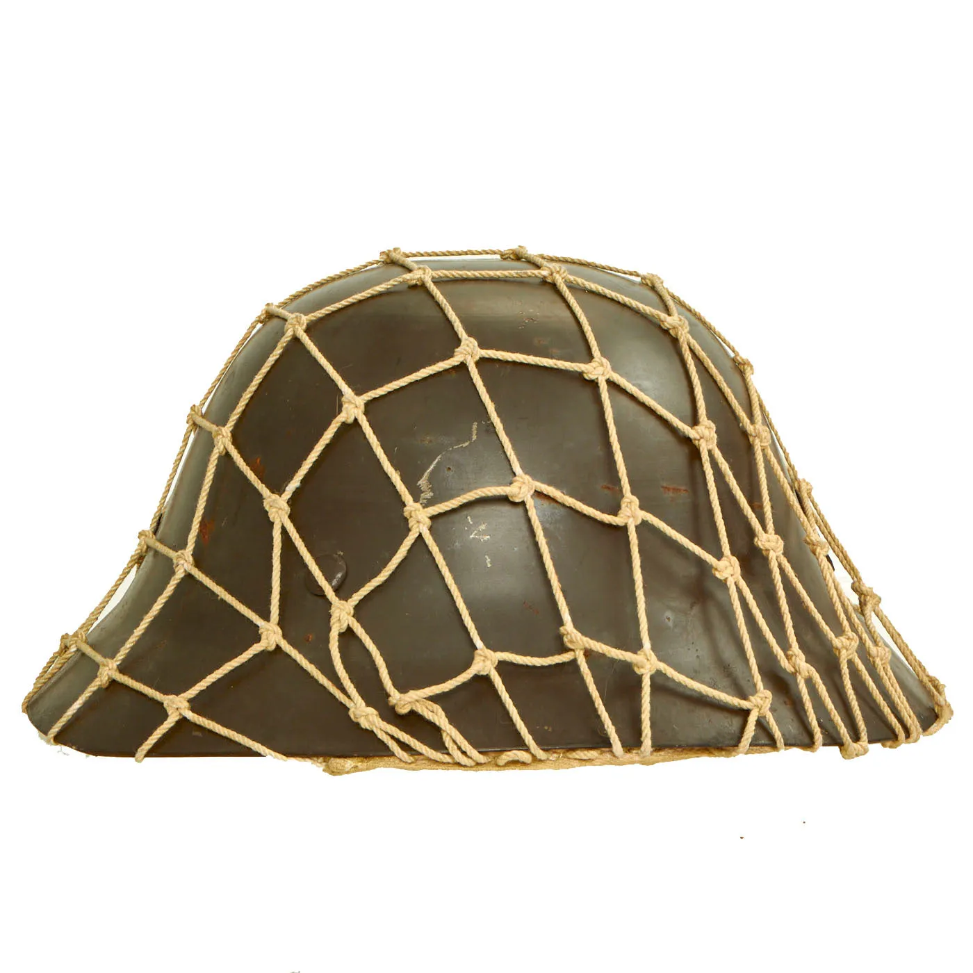 Original Japanese WWII Late War Last Ditch Type 92 Special Naval Landing Forces (SNLF) Combat Helmet with Net and Liner