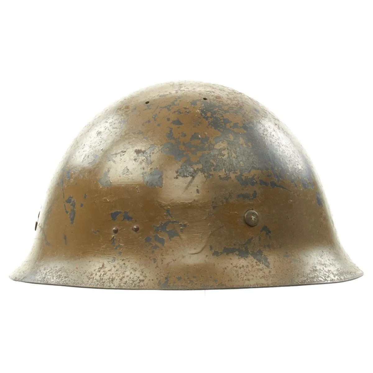 Original WWII Japanese Special Naval Landing Forces (SNLF) Helmet with Metal Badge Insignia