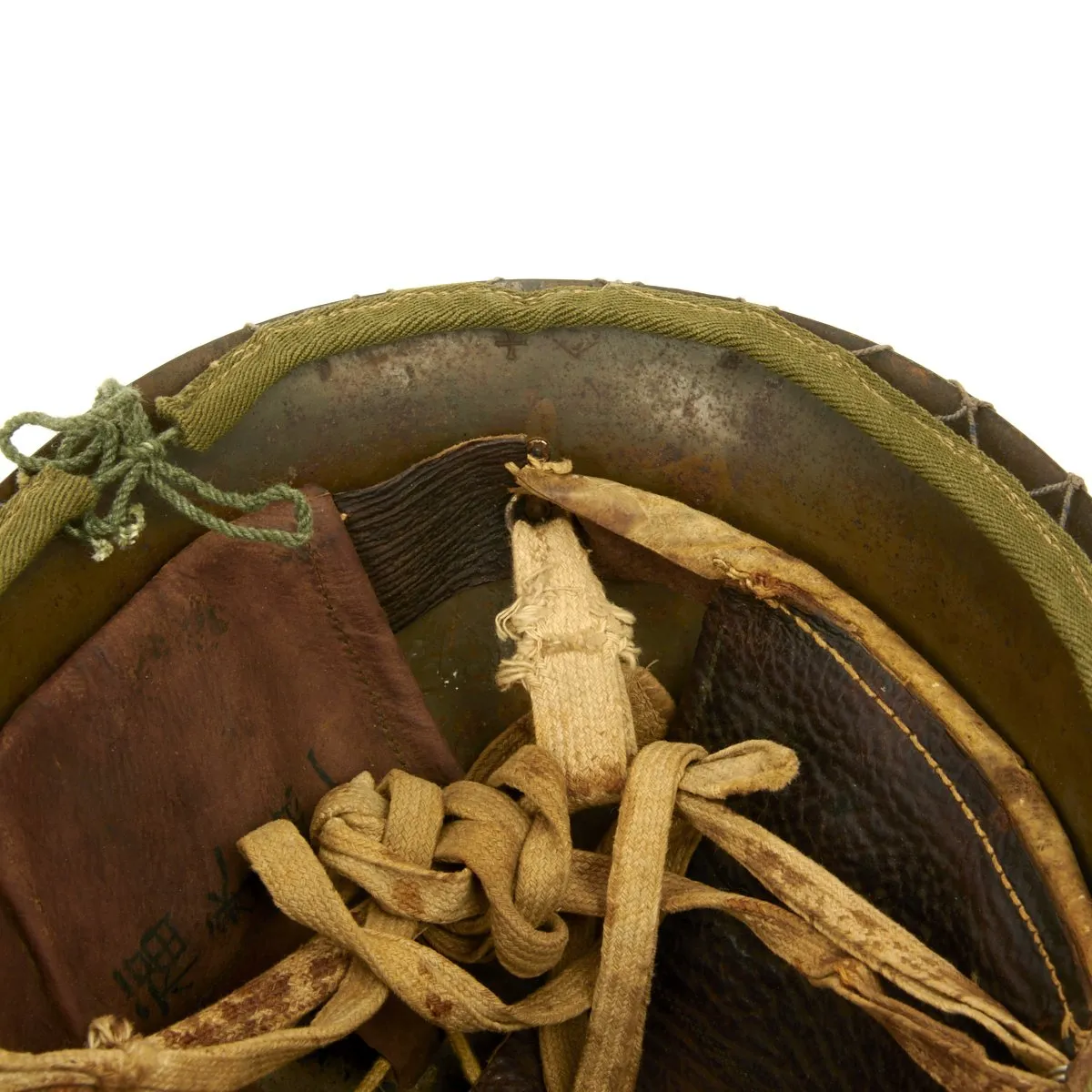 Original WWII Japanese Special Naval Landing Forces (SNLF) Helmet with Net and KIA Photo