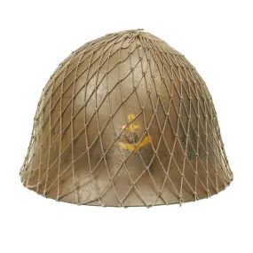 Original WWII Japanese Special Naval Landing Forces (SNLF) Helmet with Net and KIA Photo