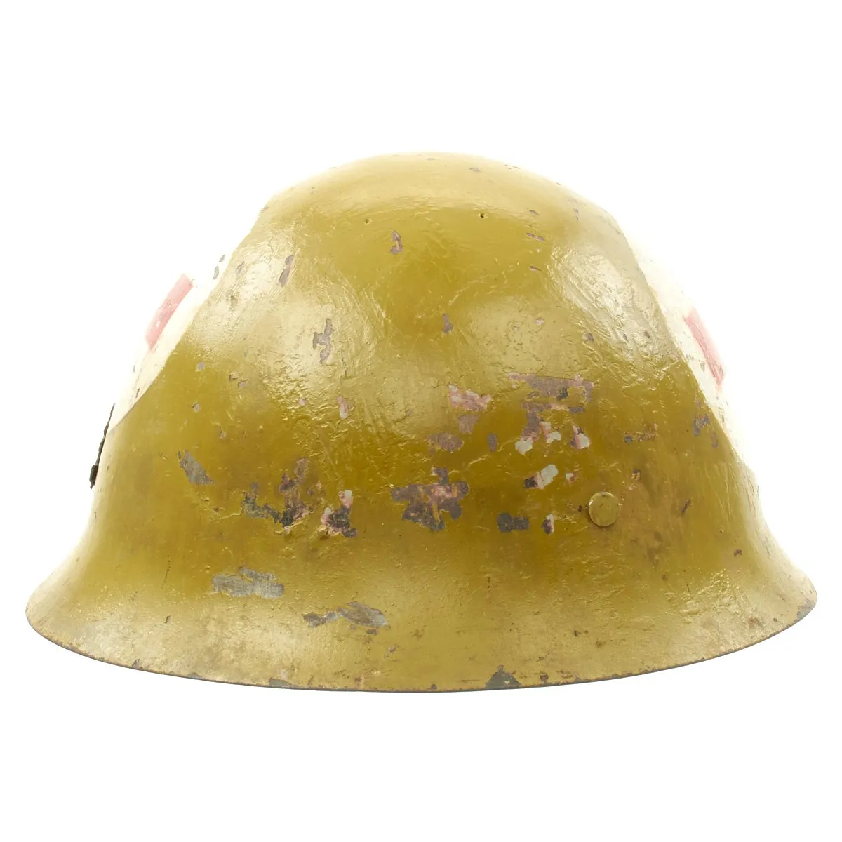 Original WWII Japanese Special Naval Landing Forces (SNLF) Tetsubo Medic Helmet with Postwar Paint