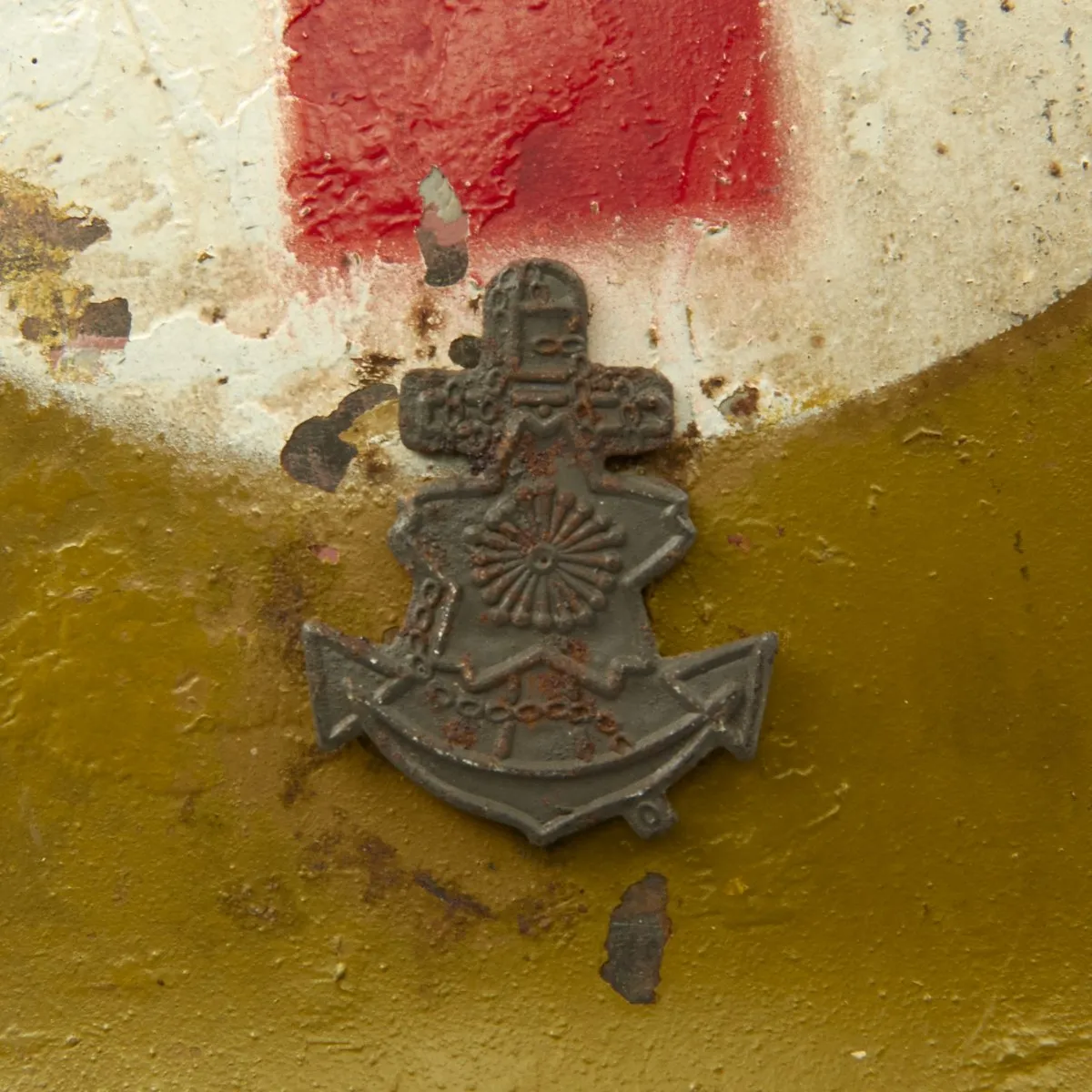 Original WWII Japanese Special Naval Landing Forces (SNLF) Tetsubo Medic Helmet with Postwar Paint