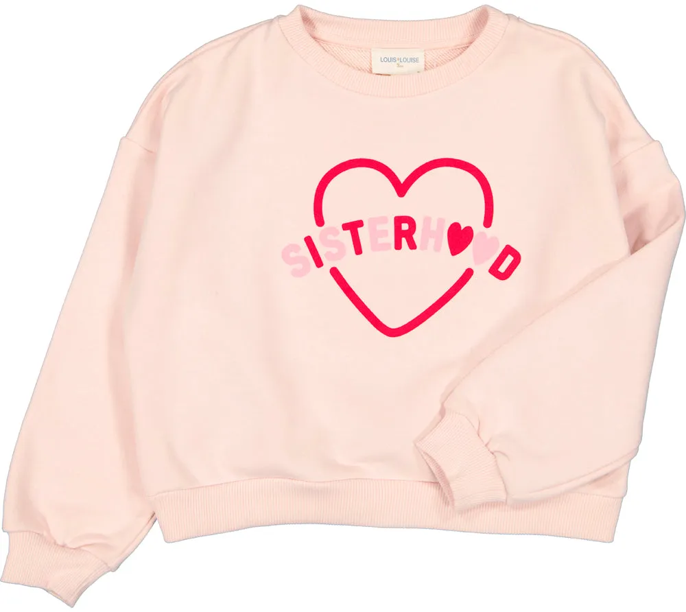 Pink Cotton "Sisterhood" Peace Crewneck