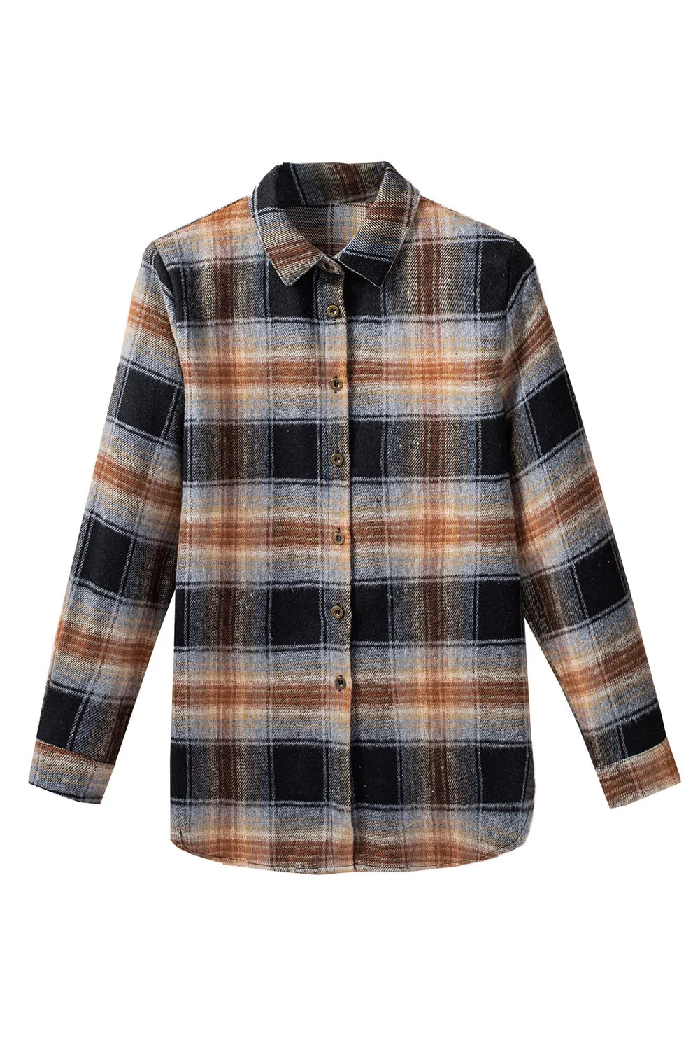 Plaid Split Hem Buttoned Shacket