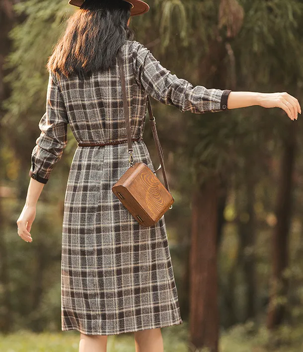 Plaid Summer Cotton Linen Spring Women Dresses QJ05083