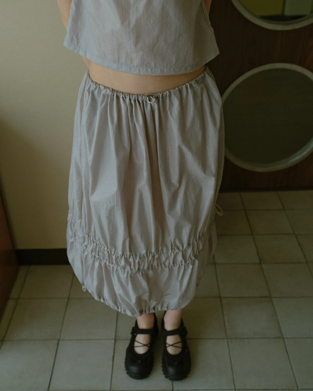 Pleats balloon skirt