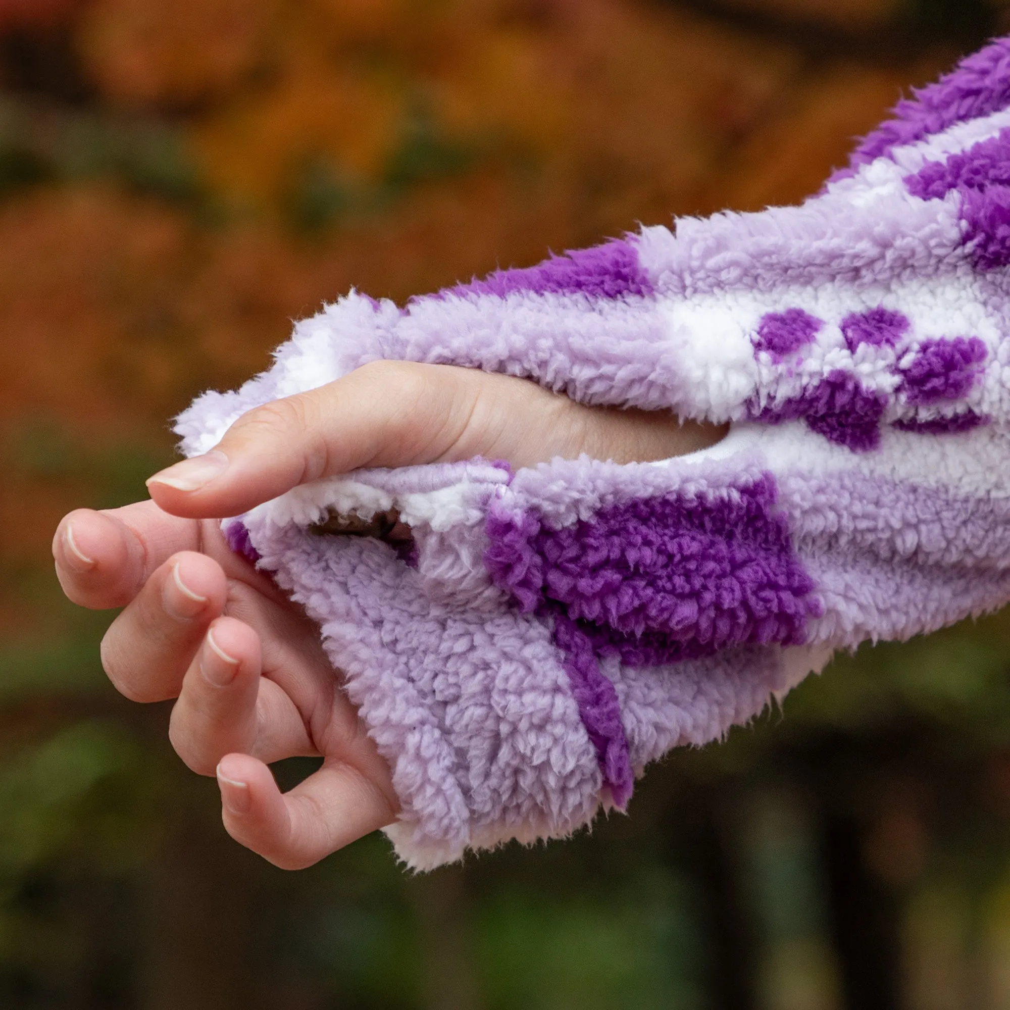 Purple Paws & Plaid Plush Sherpa Fleece Sweater Jacket