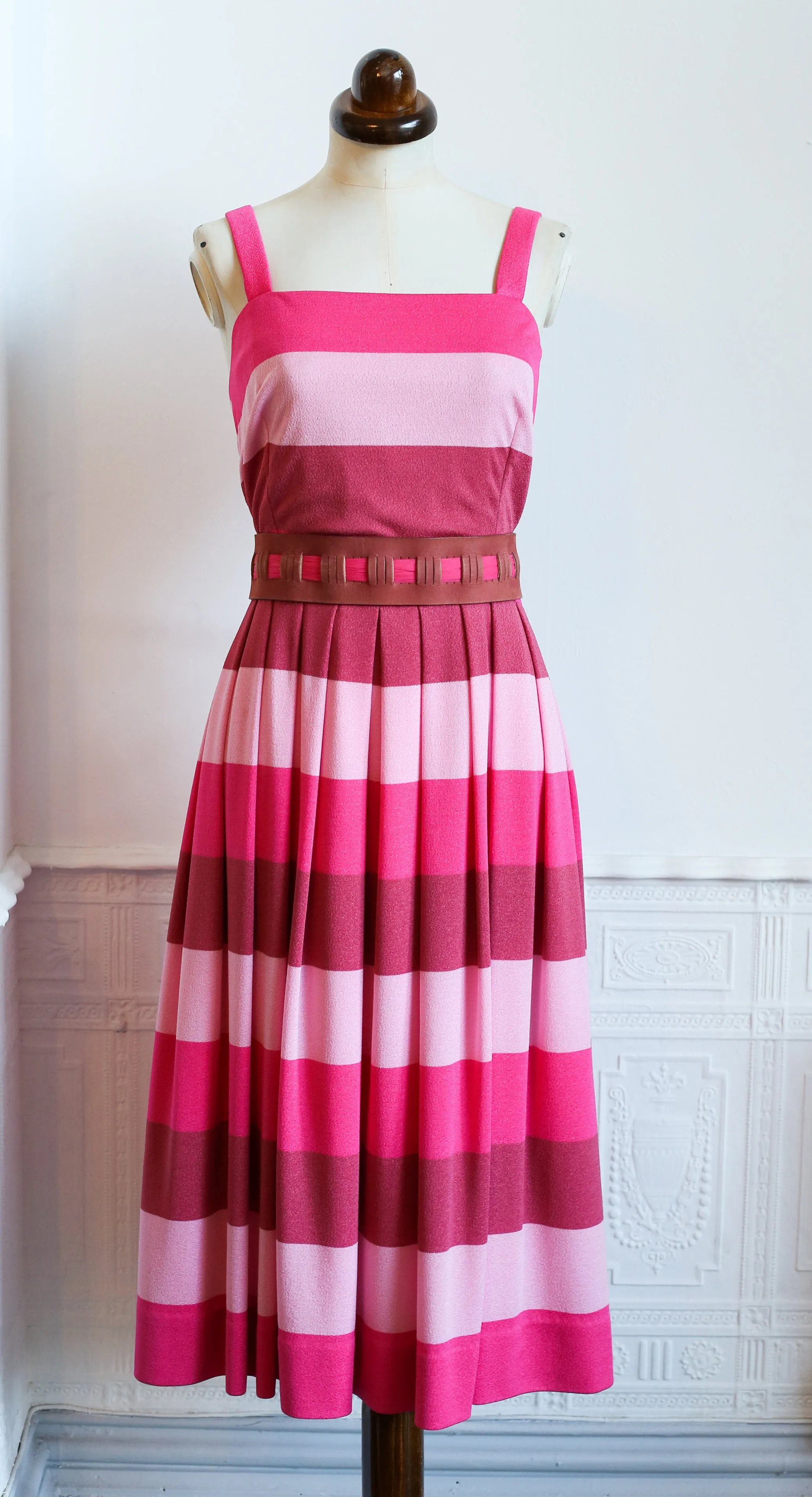 RESERVED Vintage 1960s Pink Stripe Dress