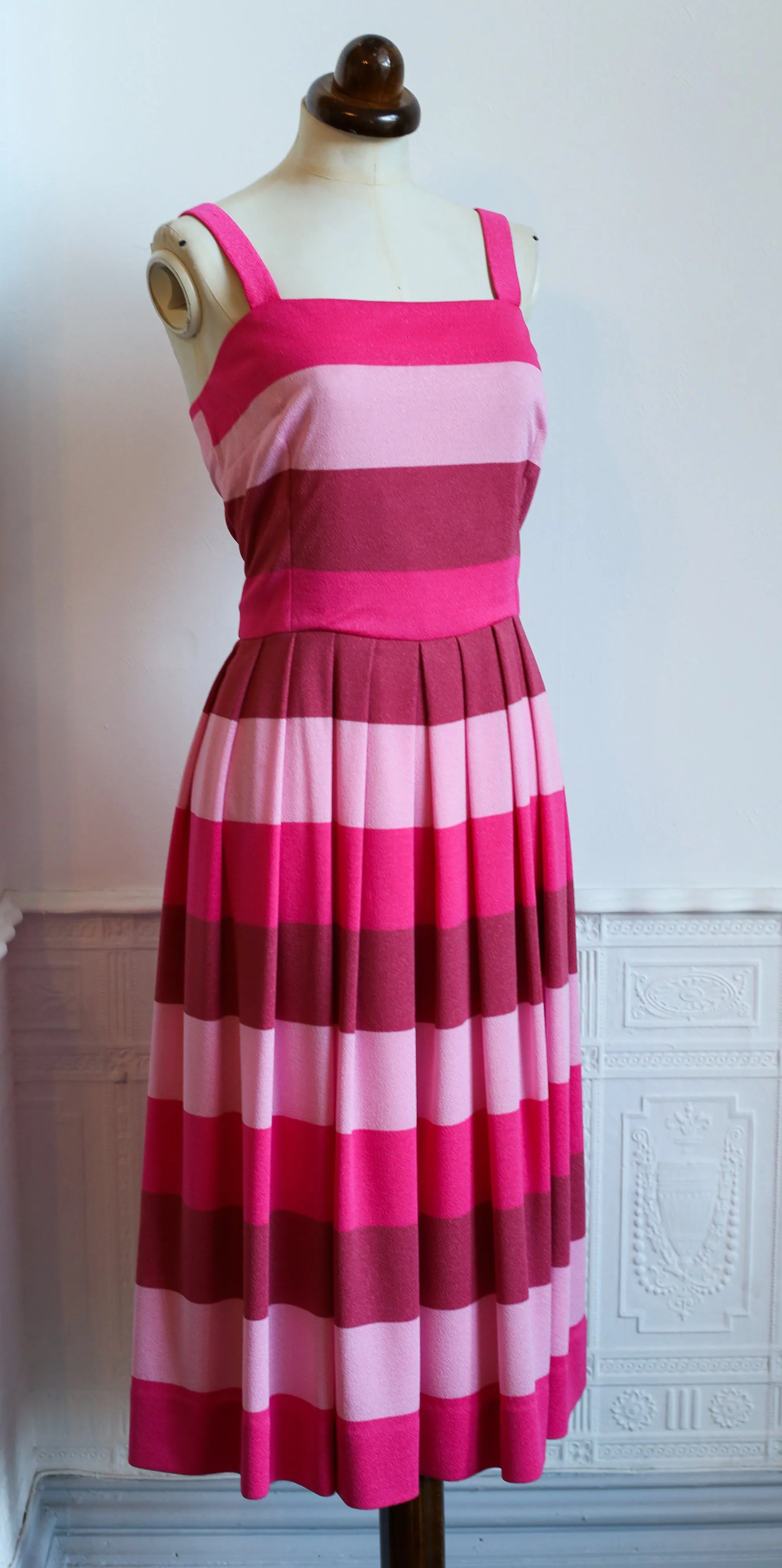 RESERVED Vintage 1960s Pink Stripe Dress