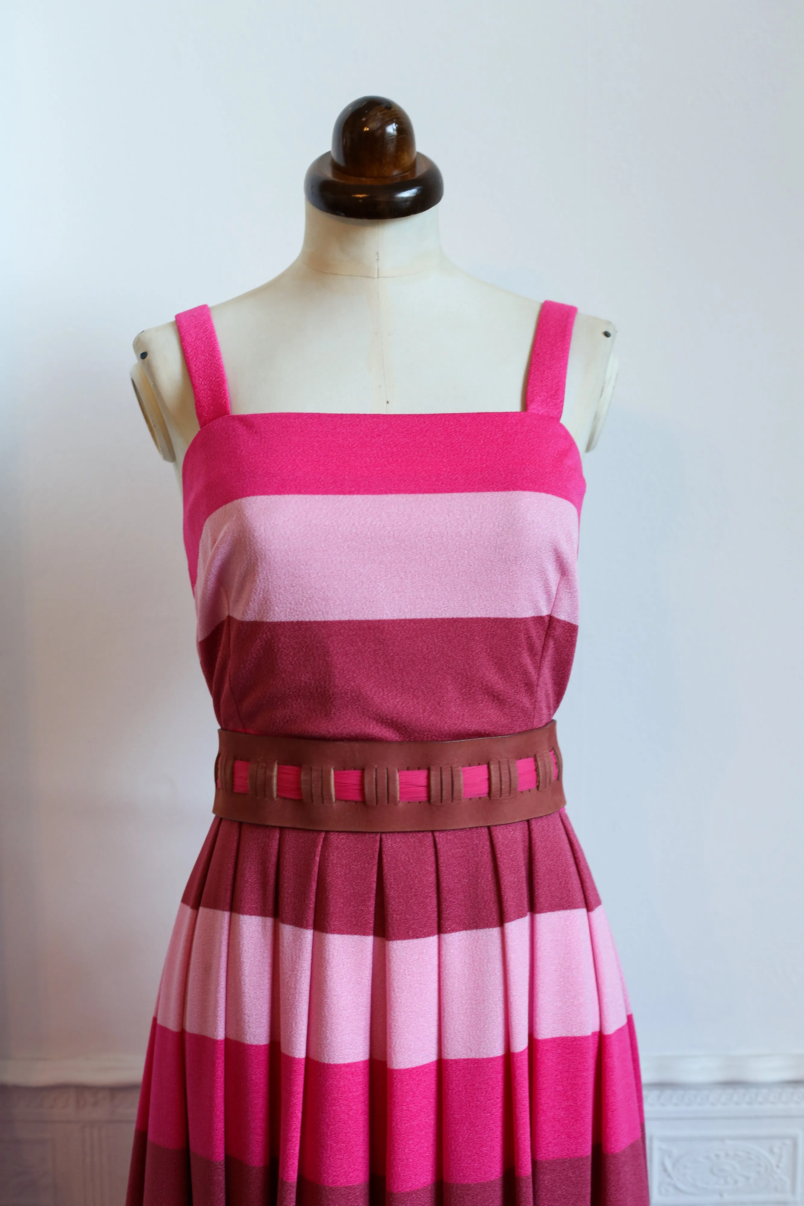 RESERVED Vintage 1960s Pink Stripe Dress