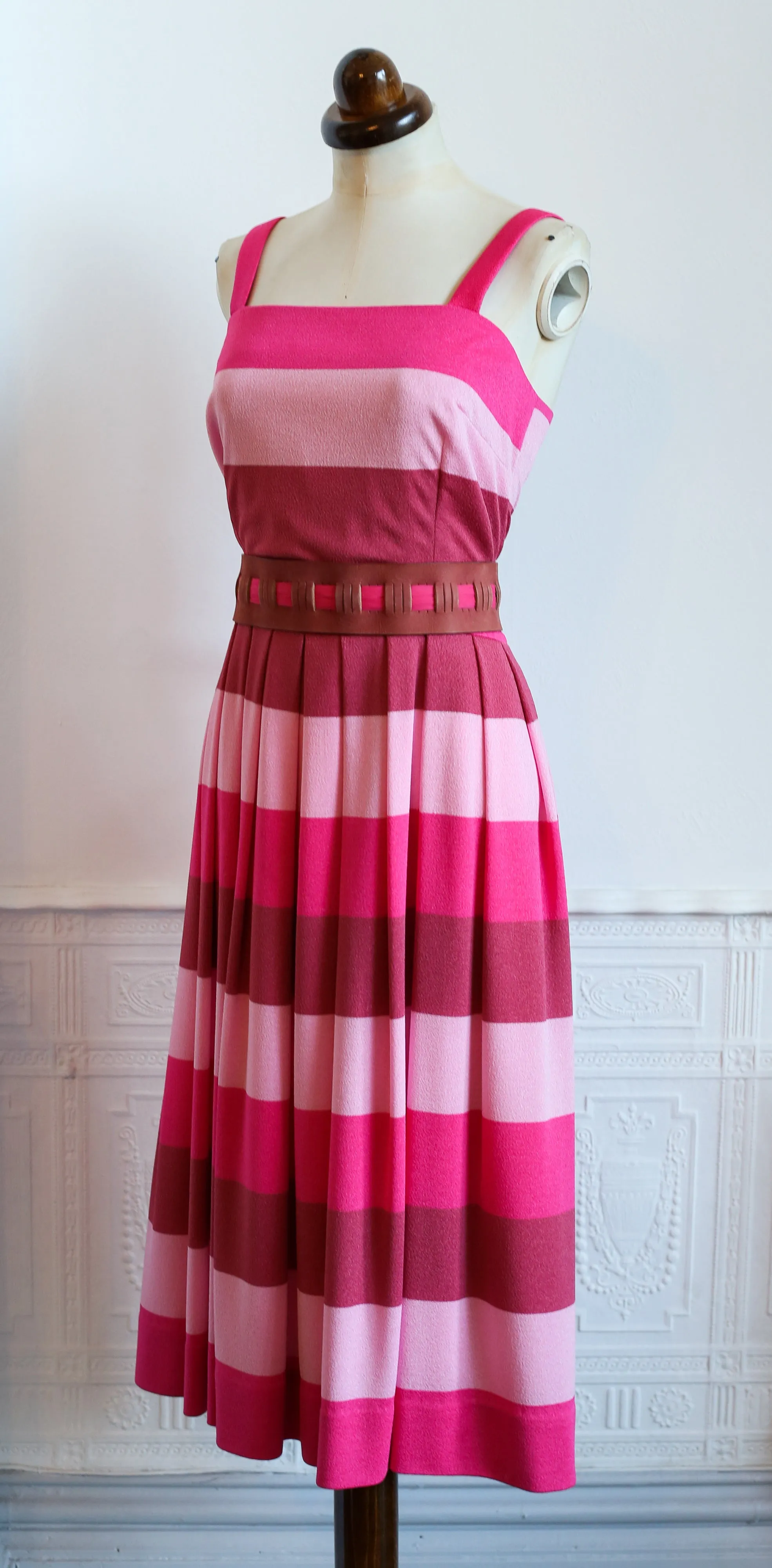 RESERVED Vintage 1960s Pink Stripe Dress