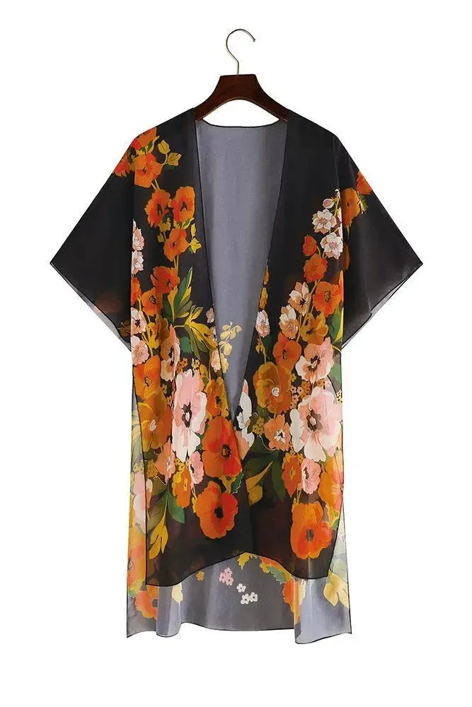 Shady Beach Oversize Floral Print Kimono