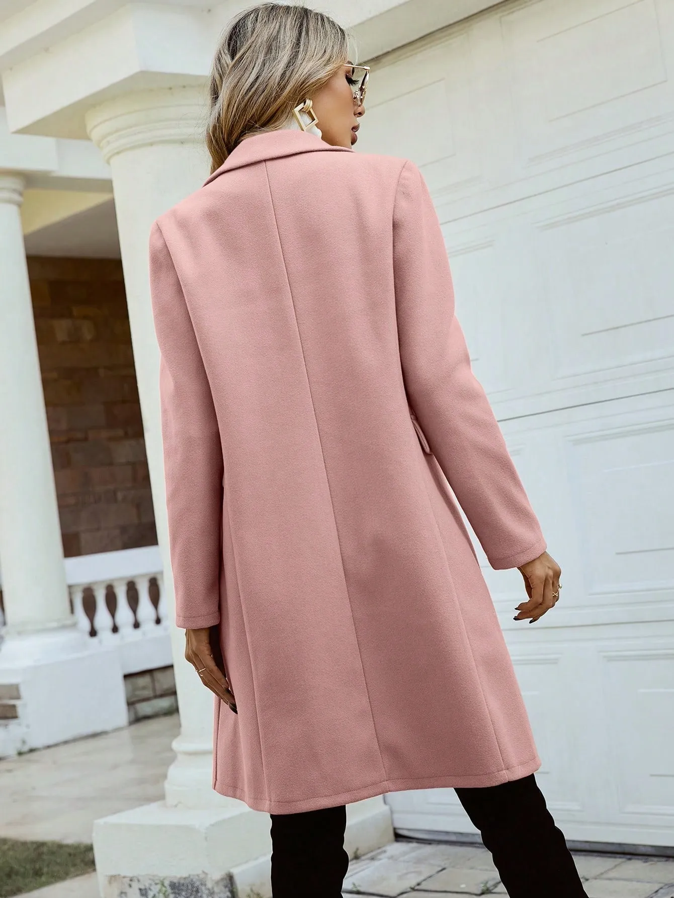 SHEIN Priv̩ Lapel Collar Double Breasted Overcoat