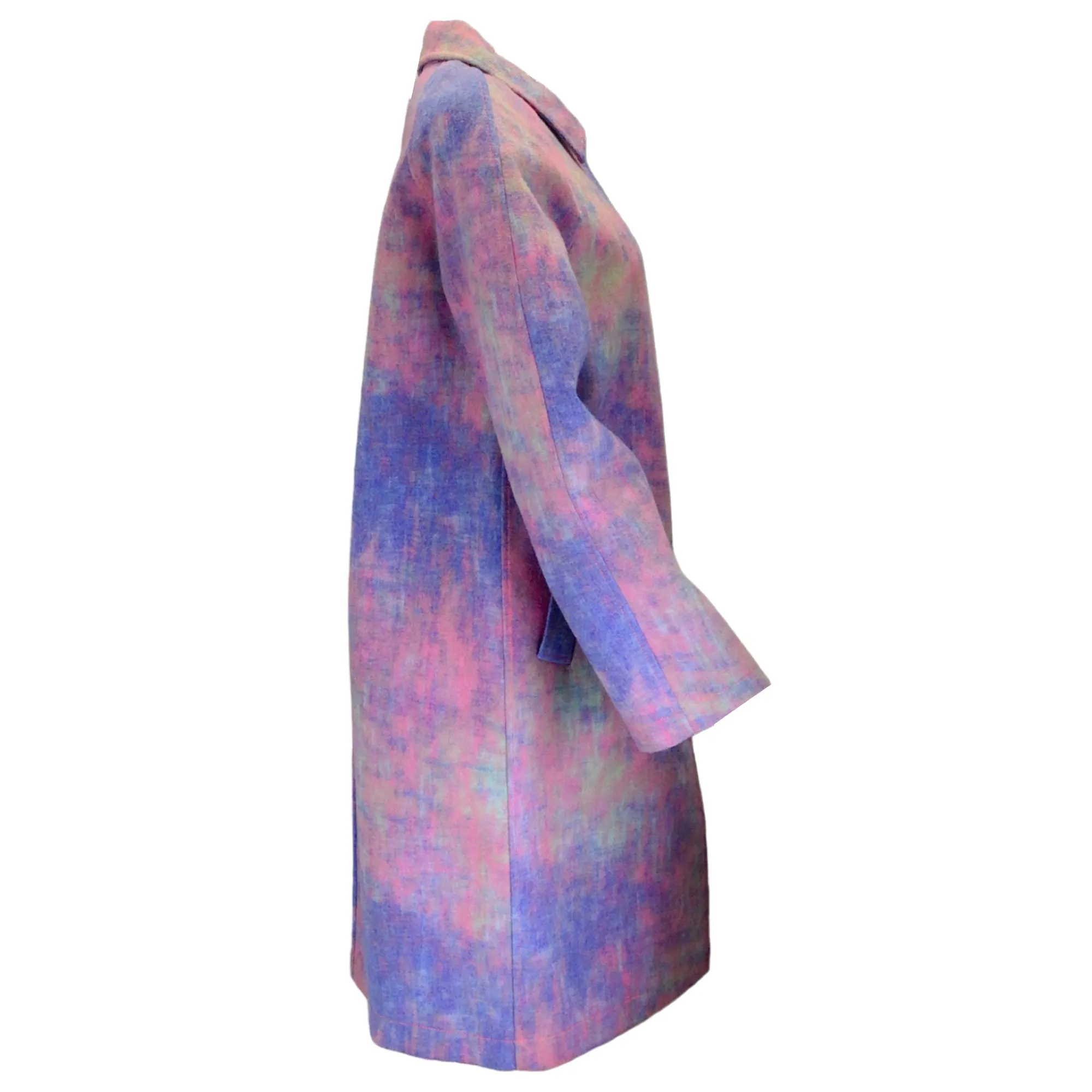 Sies Marjan Blue Multi Silk Lined Wool Coat