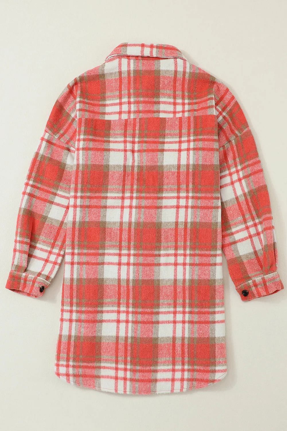 Sky Blue Plaid Flap Pocket Long Sleeve Shacket